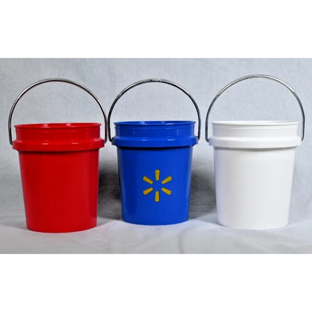 Set of 3 Walmart Mini Buckets Red White Blue Patriotic Decor No Lids